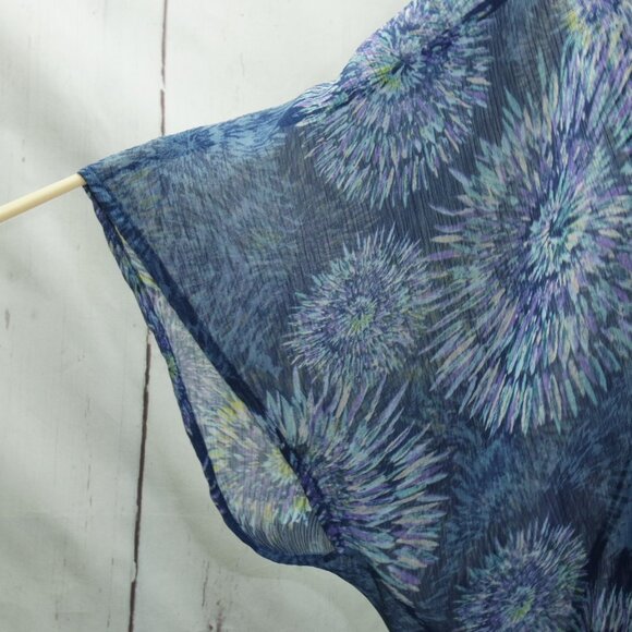 A.N.A Blue MultiColor Flower SunBurst Print Sheer PXL - Picture 4 of 15